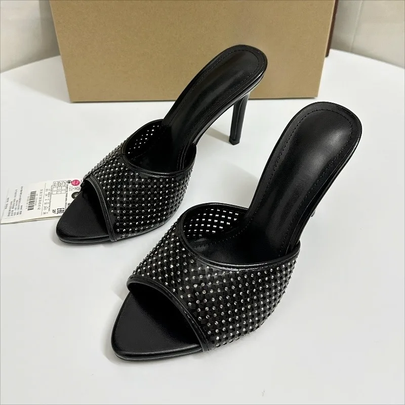 Glittering Rhinestones High Heeled Women Modern Sandals Elegant Peep Toe Breathable Hollow Out Summer Mules Shoes for Ladies
Glittering Rhinestones High Heeled Women Modern Sandals Elegant Peep Toe Breathable Hollow Out Summer Mules Shoes for Ladies