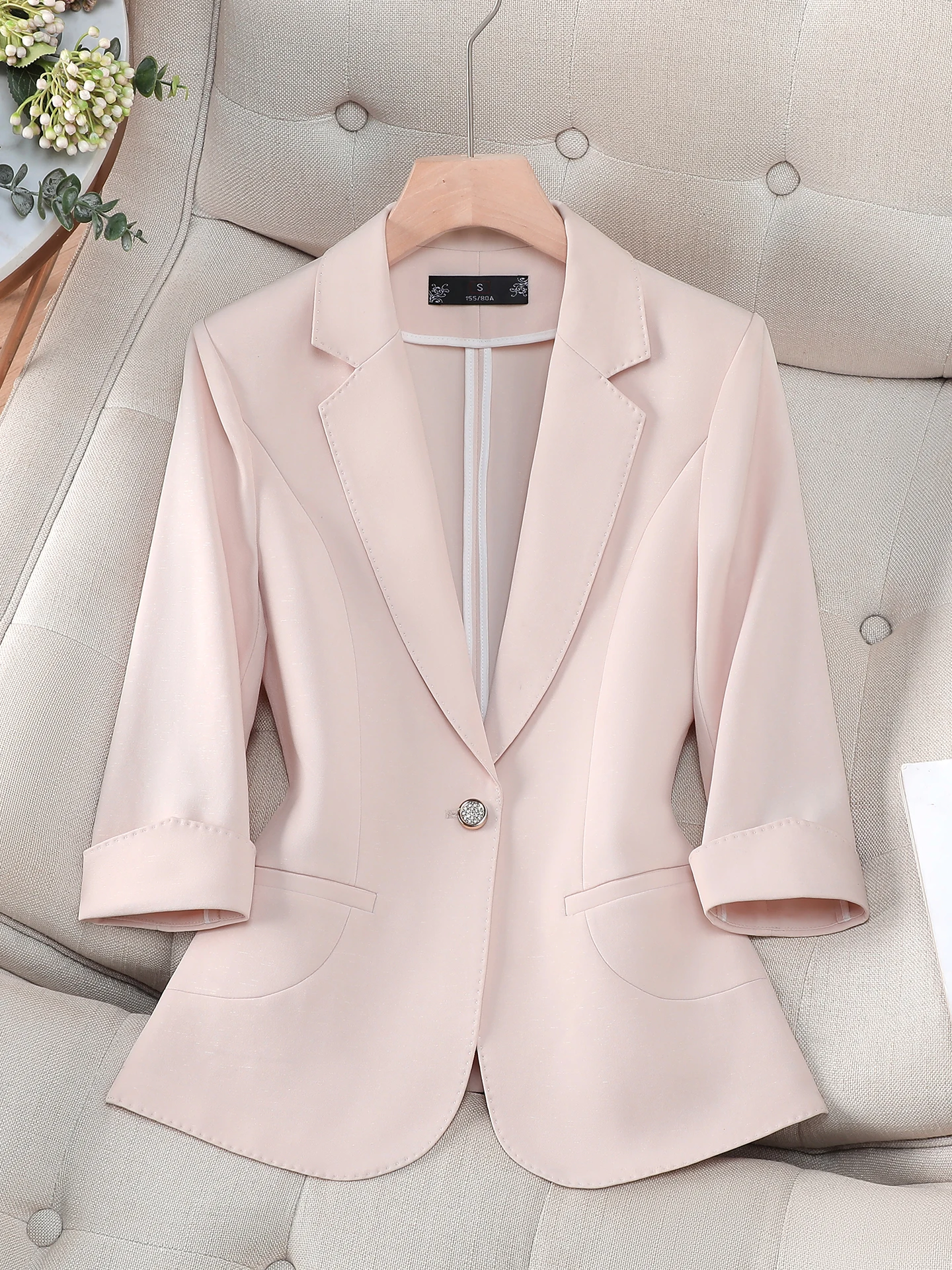 Cherry Blossom Color Women's Jacket Thin Spring Casual Mid-Sleeve Suit Elegant High-End Feeling Small Size Ladies'
Cherry Blossom Color Women's Jacket Thin Spring Casual Mid-Sleeve Suit Elegant High-End Feeling Small Size Ladies'