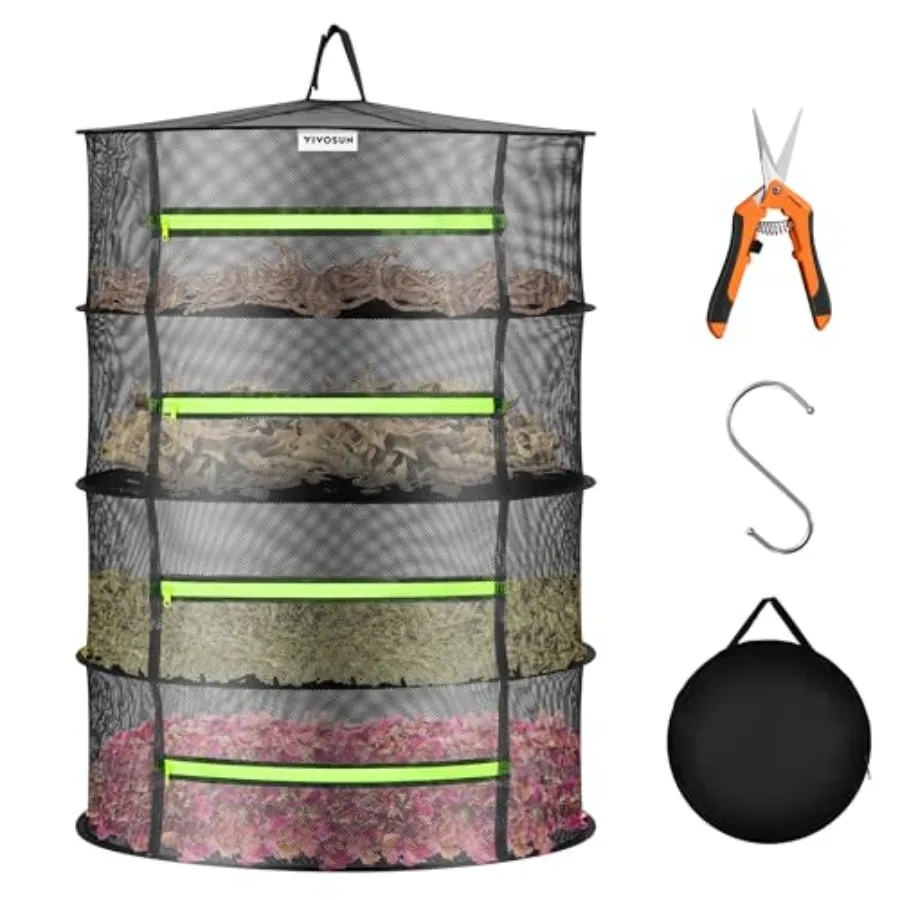 Mesh Drying Rack Hanging Design with Green Zippers for Dehydrating, Indoor and Outdoor Pruning Shears Included
Mesh Drying Rack Hanging Design with Green Zippers for Dehydrating, Indoor and Outdoor Pruning Shears Included