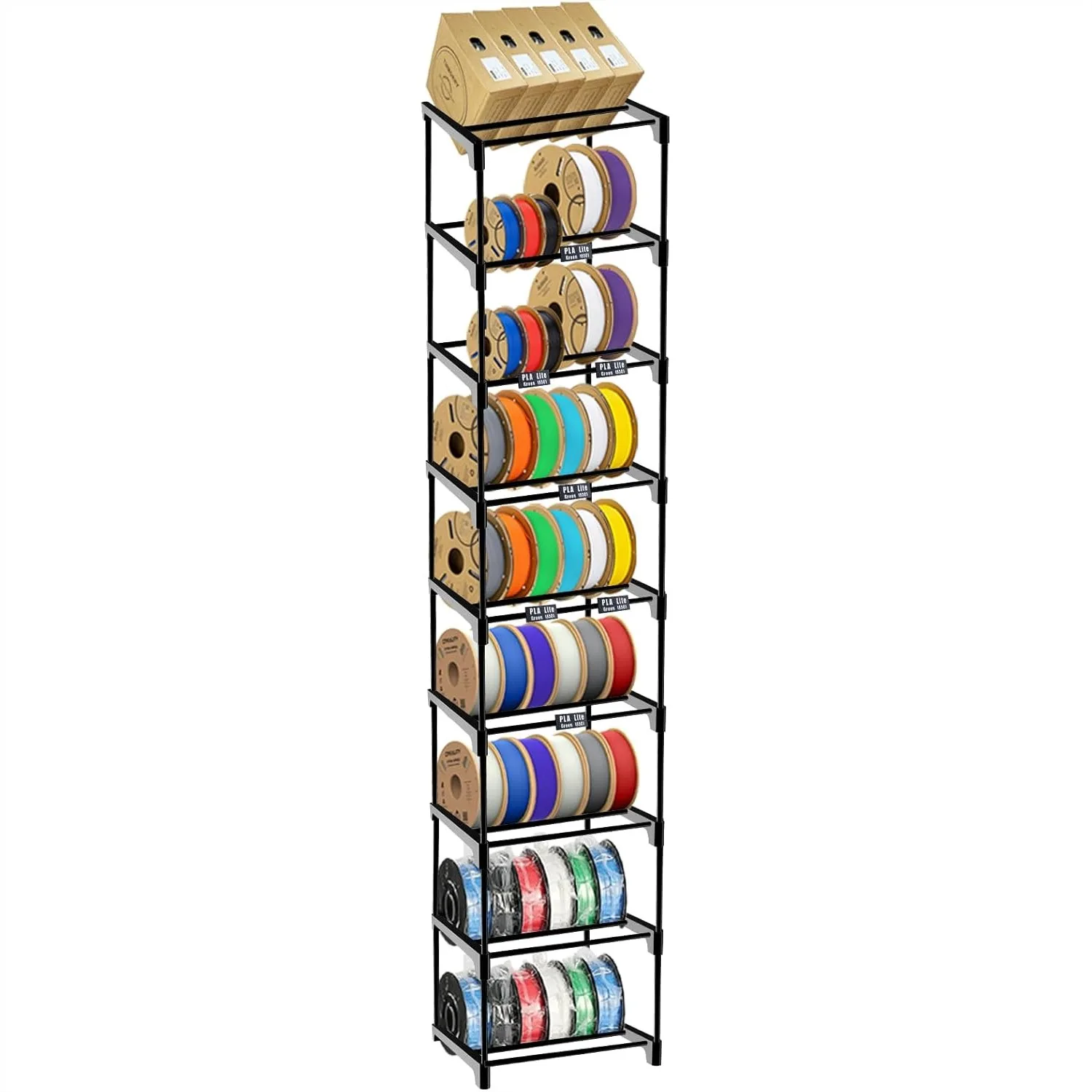 9-Tier 3D Printer Filament Storage Rack, Holds 45-54 Spools, Heavy-Duty Carbon Steel, Tool-Free Assembly
9-Tier 3D Printer Filament Storage Rack, Holds 45-54 Spools, Heavy-Duty Carbon Steel, Tool-Free Assembly