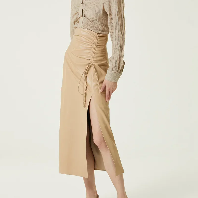 NANU-Artificial Leather High Waist Pleated Half Skirt, Leisure Commuter, Split, Mid Length, Spring, Summer, 2024
NANU-Artificial Leather High Waist Pleated Half Skirt, Leisure Commuter, Split, Mid Length, Spring, Summer, 2024