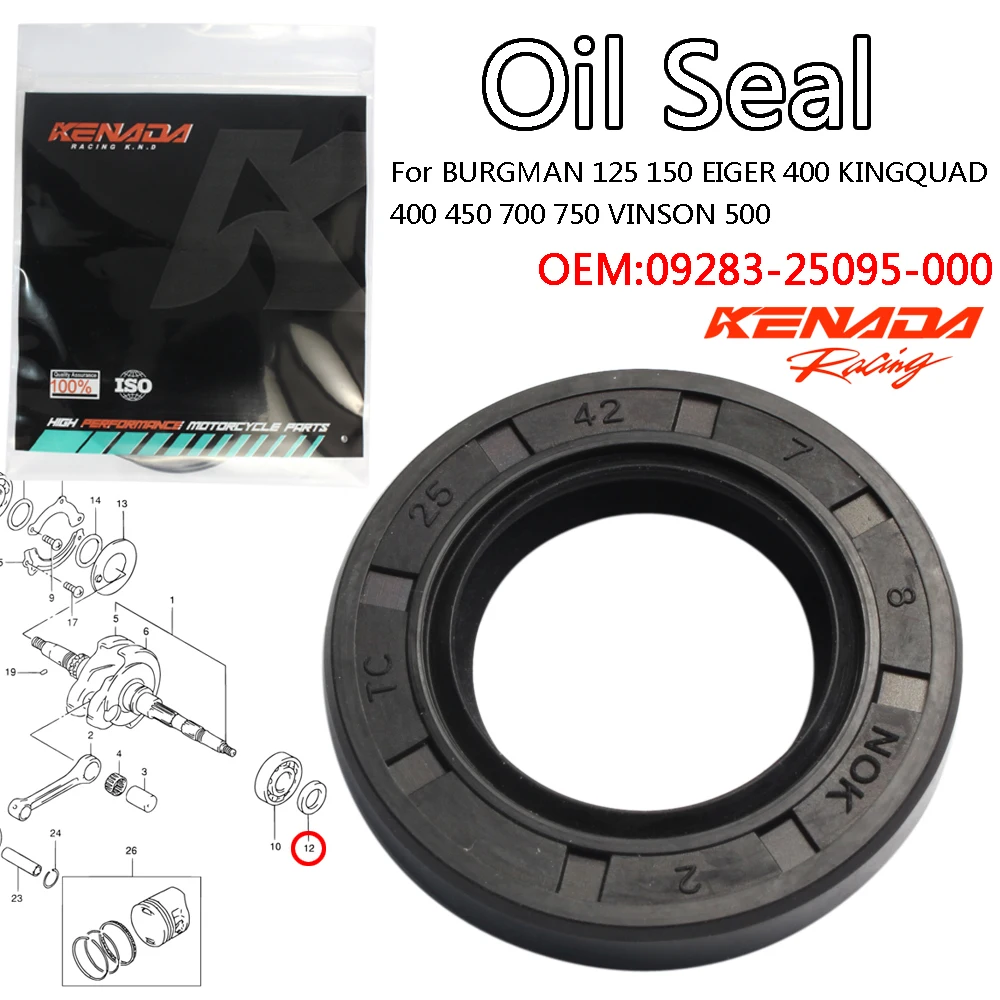 For BURGMAN 125 150 EIGER 400 KINGQUAD 400 450 700 750 VINSON 500 09283-25095-000 Oil Seal
For BURGMAN 125 150 EIGER 400 KINGQUAD 400 450 700 750 VINSON 500 09283-25095-000 Oil Seal