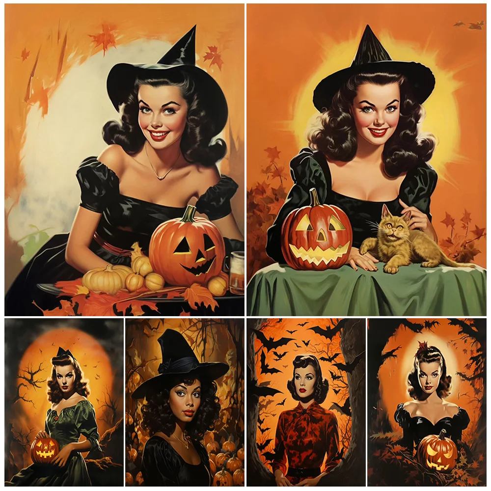 Autumn Pumpkin Witch Girl Vintage Wall Art Canvas Painting Beautiful Magic Girl Portrait Art Poster And Print Home Decoration
Autumn Pumpkin Witch Girl Vintage Wall Art Canvas Painting Beautiful Magic Girl Portrait Art Poster And Print Home Decoration