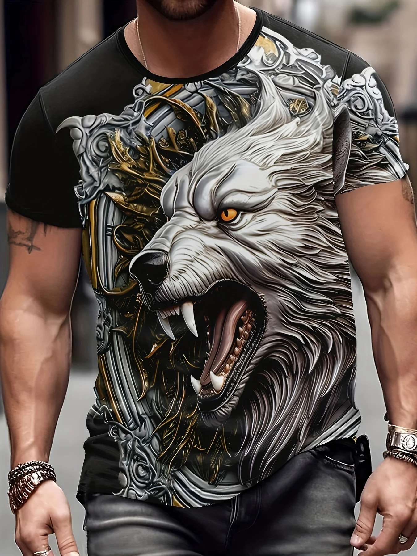 Men's Summer Short sleeved Wolf King 3D Pattern Cool and Fashionable Summer Trendy O-neck Animal Element Casual Men's Tops
Men's Summer Short sleeved Wolf King 3D Pattern Cool and Fashionable Summer Trendy O-neck Animal Element Casual Men's Tops