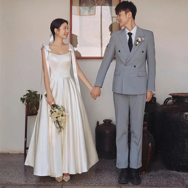 Simple Ivory Regular Strap Ankle Length Short Wedding Dress For Women Sleeveless Soft Satin Backless Elegant Bridal Gowns 웨딩 드레스
Simple Ivory Regular Strap Ankle Length Short Wedding Dress For Women Sleeveless Soft Satin Backless Elegant Bridal Gowns 웨딩 드레스