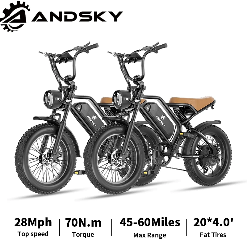 ANDSKY T8 Core Electric Bike 1500W Peak Power Motor 28MPH Top Speed 48V 16Ah Battery E-bike with 7-Speed Gears LCD Display 60Miles Long Range 20"x4" All-Terrain Fat Tires Electric Bicycle
ANDSKY T8 Core Electric Bike 1500W Peak Power Motor 28MPH Top Speed 48V 16Ah Battery E-bike with 7-Speed Gears LCD Display 60Miles Long Range 20"x4" All-Terrain Fat Tires Electric Bicycle