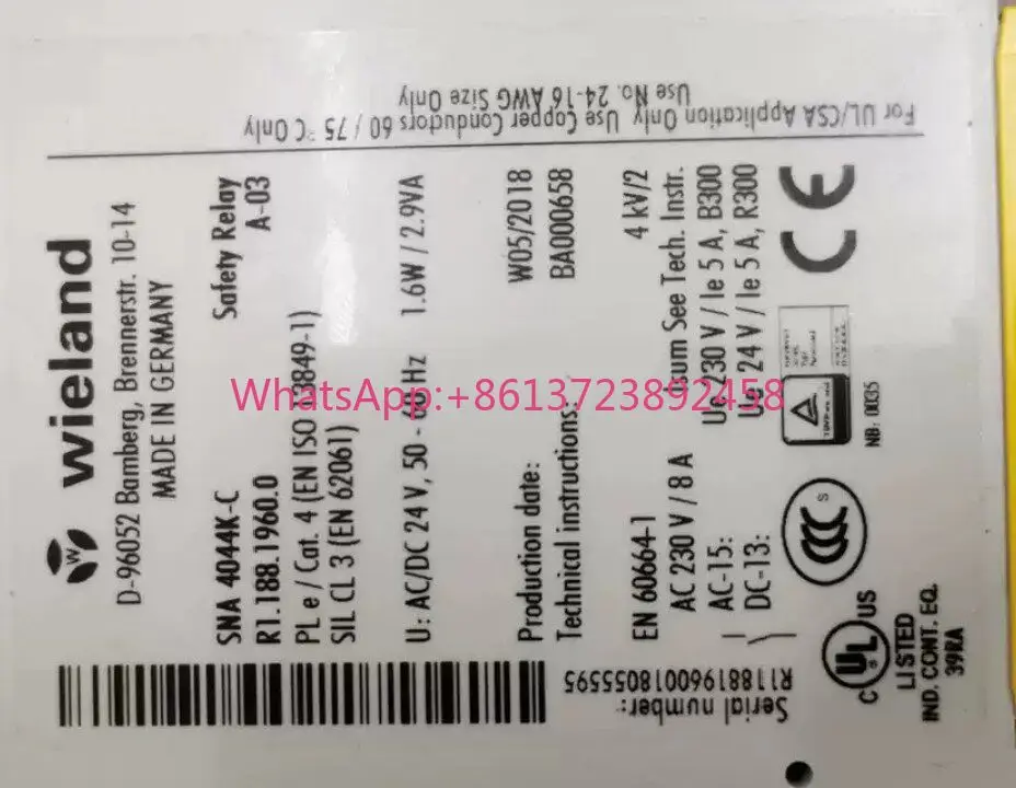 SNA 4044K-C wieland safety relay, high quality
SNA 4044K-C wieland safety relay, high quality