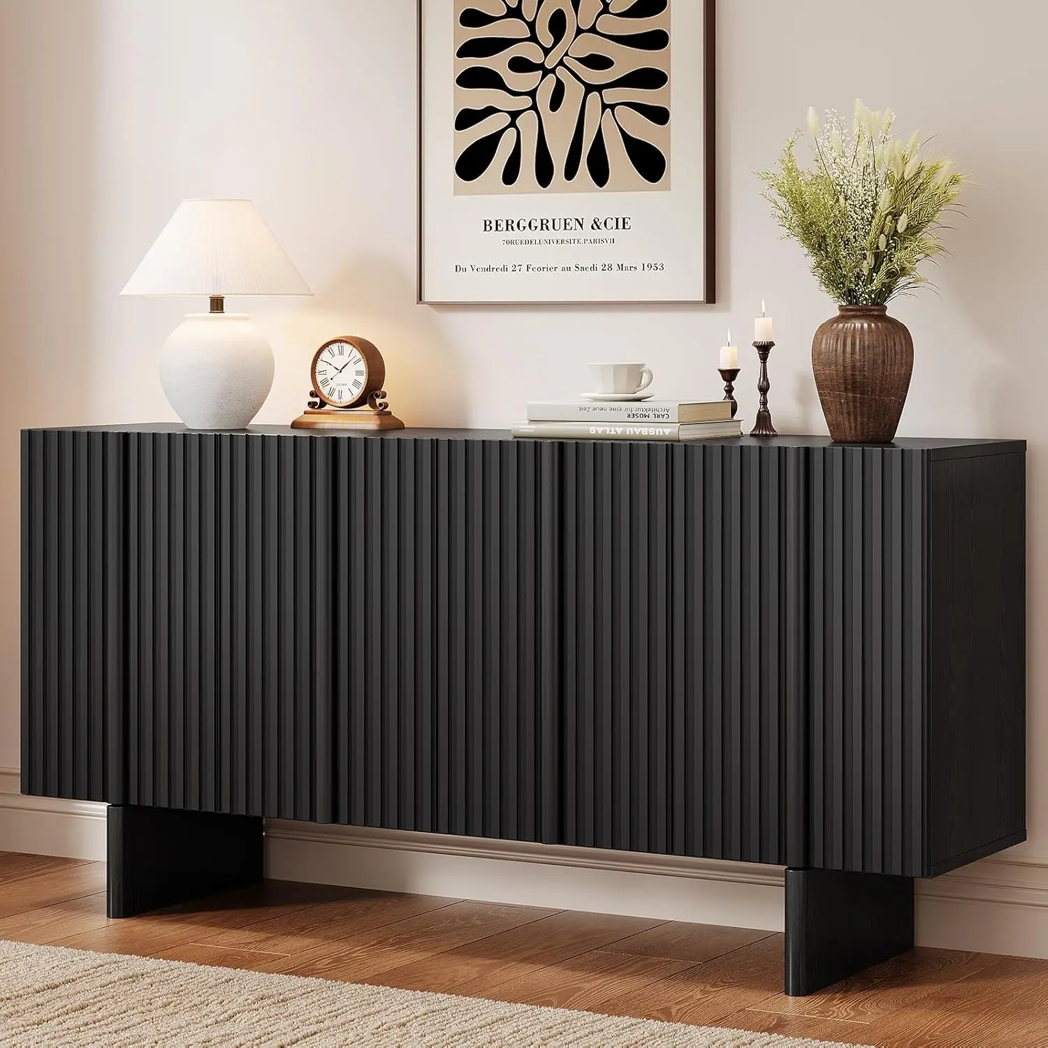 63' Fluted Sideboard Buffet Cabinet with Storage, Large Sideboard Cabinet with Adjustable Shelves
63' Fluted Sideboard Buffet Cabinet with Storage, Large Sideboard Cabinet with Adjustable Shelves