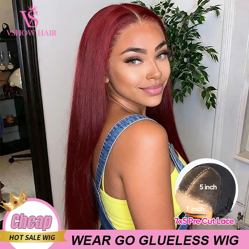 VSHOW #99J Glueless Wigs 7x5 HD Lace Closure Wigs Wear Go Straight Burgundy Color Pre Plucked Pre Cut Lace 100% Human Hair
VSHOW #99J Glueless Wigs 7x5 HD Lace Closure Wigs Wear Go Straight Burgundy Color Pre Plucked Pre Cut Lace 100% Human Hair