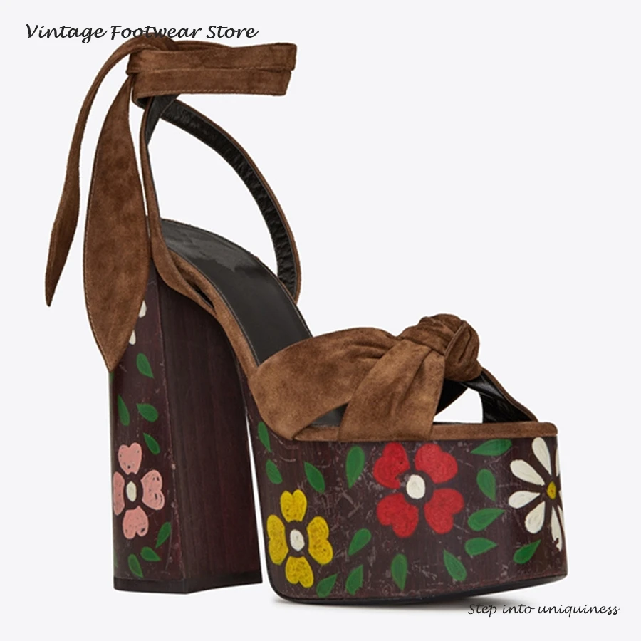 Vintage Flower Print Platform Lace-up Sandals Patchwork Round Open Toe Block Heel Women's Shoes Spring Summer Modern Sandals
Vintage Flower Print Platform Lace-up Sandals Patchwork Round Open Toe Block Heel Women's Shoes Spring Summer Modern Sandals