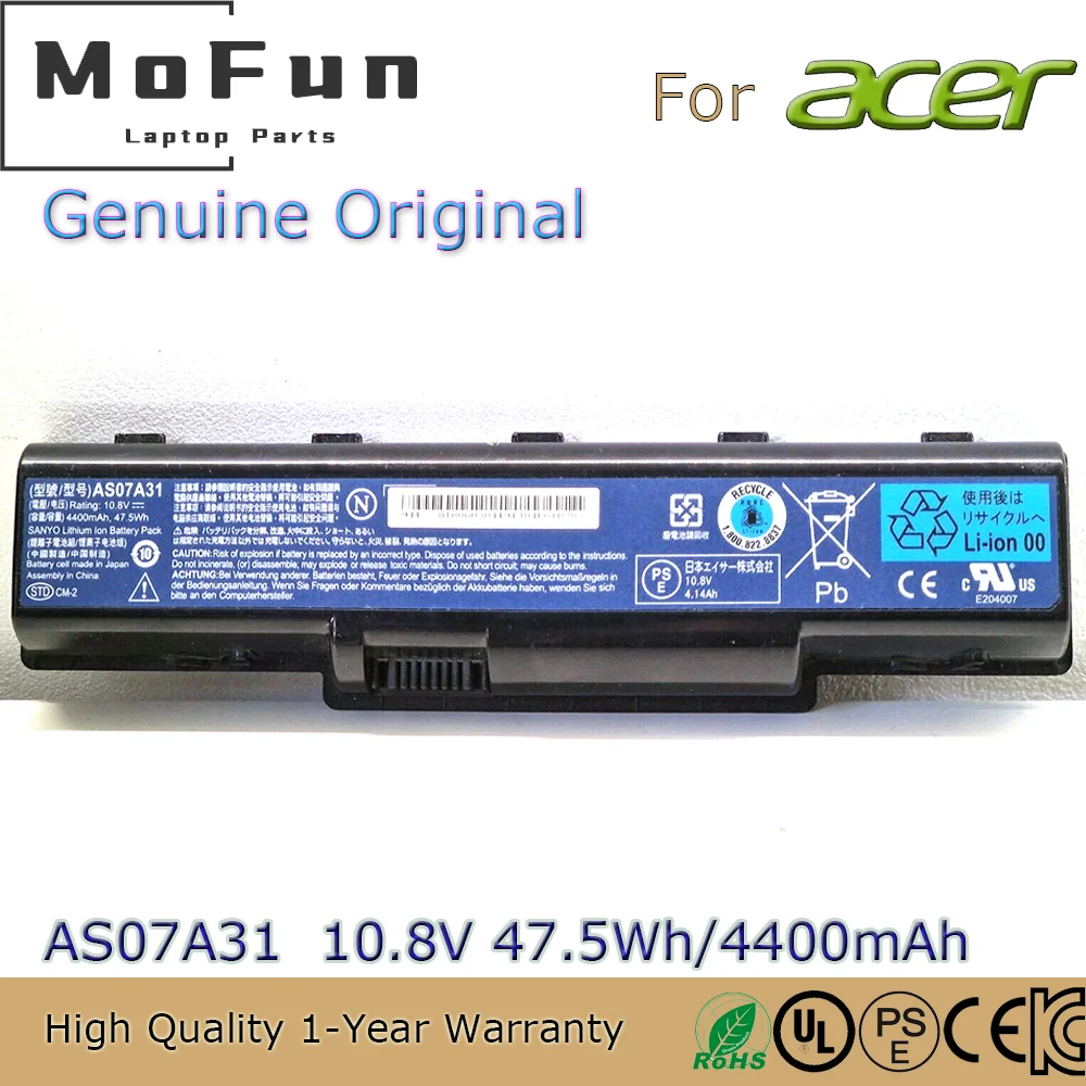 Новый оригинальный аккумулятор AS07A31 11,1 В 4400 мАч для ноутбука Acer Aspire 2930G 4740 5738G 4710 4720 4920 4930 5735 5740 AS07A41
Новый оригинальный аккумулятор AS07A31 11,1 В 4400 мАч для ноутбука Acer Aspire 2930G 4740 5738G 4710 4720 4920 4930 5735 5740 AS07A41
