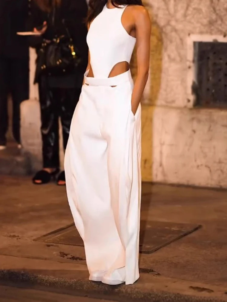 Модные повседневные комбинезоны для женщин с круглым вырезом без рукавов, облегающие, с высокой талией, с широкими штанинами, темпераментная элегантная одежда
Модные повседневные комбинезоны для женщин с круглым вырезом без рукавов, облегающие, с высокой талией, с широкими штанинами, темпераментная элегантная одежда