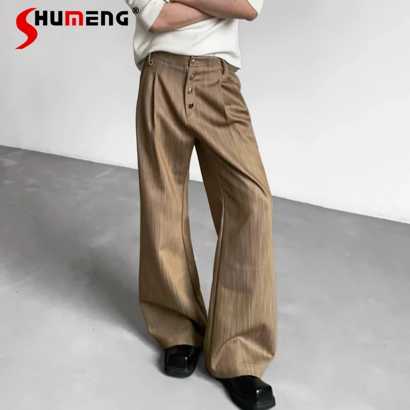 Модные мужские брюки с высокой талией, прямые, весна 2026, комфортные, однотонные, с элегантными пуговицами
Модные мужские брюки с высокой талией, прямые, весна 2026, комфортные, однотонные, с элегантными пуговицами