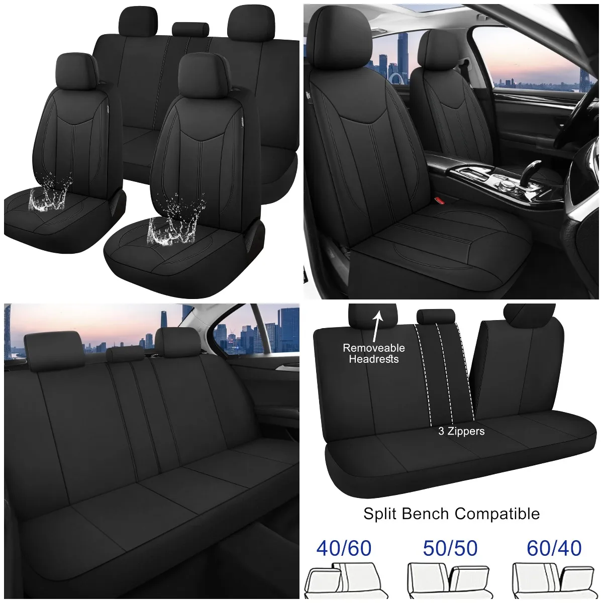 Waterproof Neoprene Car Seat Covers, Universal Fit for Sedan SUV Truck - Black
Waterproof Neoprene Car Seat Covers, Universal Fit for Sedan SUV Truck - Black
