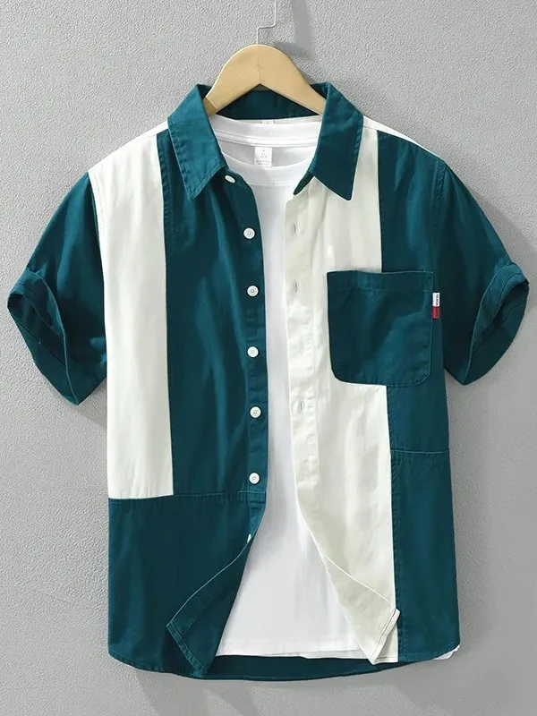 Korean Sle Men's Patchwork Color Blo Casual Loose ort Sve irt Breathable Comfortable Summer Faion Menswear
Korean Sle Men's Patchwork Color Blo Casual Loose ort Sve irt Breathable Comfortable Summer Faion Menswear