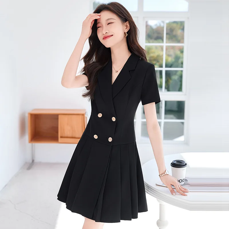 Высококачественное черное женское платье-костюм летом2025Новый дизайн, двубортная элегантная повседневная плиссированная юбка
Высококачественное черное женское платье-костюм летом2025Новый дизайн, двубортная элегантная повседневная плиссированная юбка