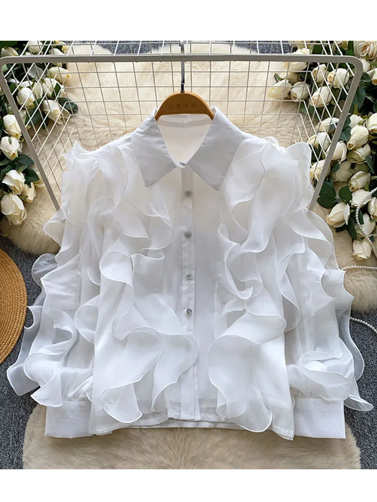 Весенне-осенняя женская блузка с рюшами и длинными рукавами, свободная, элегантная, модная, на пуговицах, модель T57
Весенне-осенняя женская блузка с рюшами и длинными рукавами, свободная, элегантная, модная, на пуговицах, модель T57