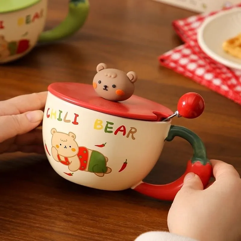 Pepper Handle Bear Water Cup, 400ml Creative Ceramic Mug with Lid and Spoon Home Office Brewing Cartoon Milk Cup Drinkware
Pepper Handle Bear Water Cup, 400ml Creative Ceramic Mug with Lid and Spoon Home Office Brewing Cartoon Milk Cup Drinkware