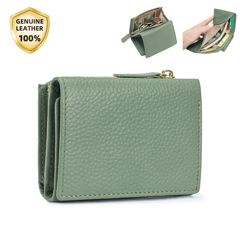 Women Genuine Leather RFID Blocking Small Trifold Wallet 6 Card Slots Zipper Coin Pocket
Women Genuine Leather RFID Blocking Small Trifold Wallet 6 Card Slots Zipper Coin Pocket