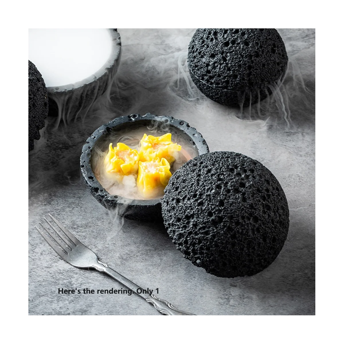 Bowl,Molecular Cuisine Creativity Imitate the Round Smoke Cup Black Tableware on the Ball Plate
Bowl,Molecular Cuisine Creativity Imitate the Round Smoke Cup Black Tableware on the Ball Plate