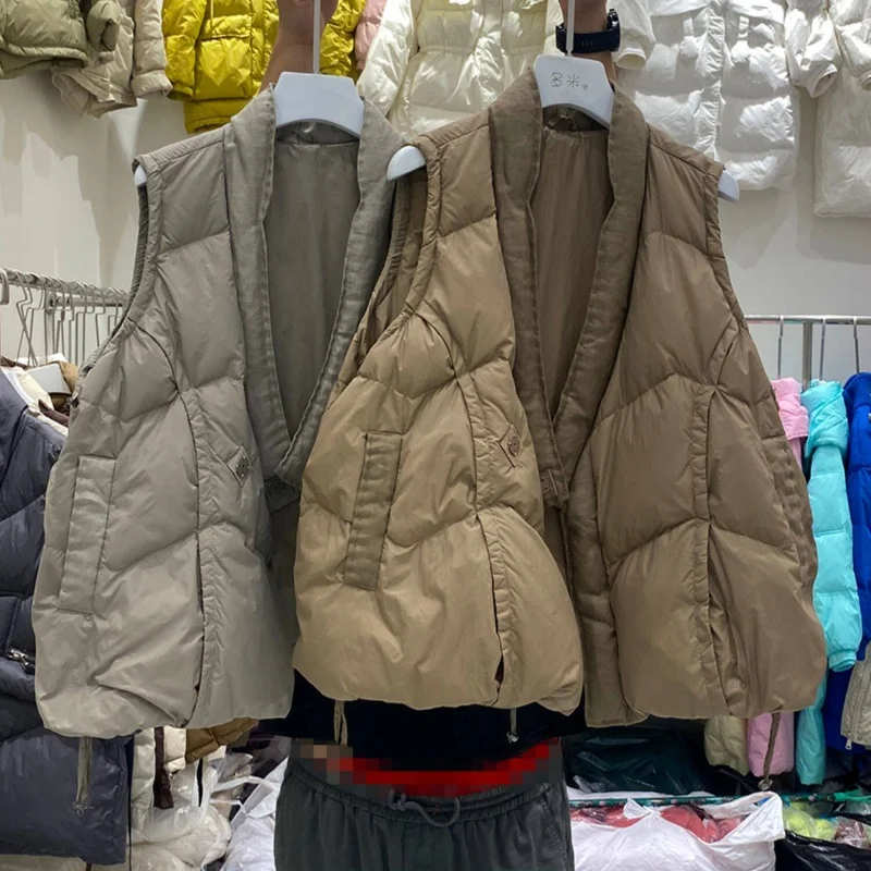 Autumn Winter Women V Neck Drawstring Down Vest Jakcet Light Thin White Duck Down Waistcoat Ladies Loose Sleeveless Warm Tank
Autumn Winter Women V Neck Drawstring Down Vest Jakcet Light Thin White Duck Down Waistcoat Ladies Loose Sleeveless Warm Tank