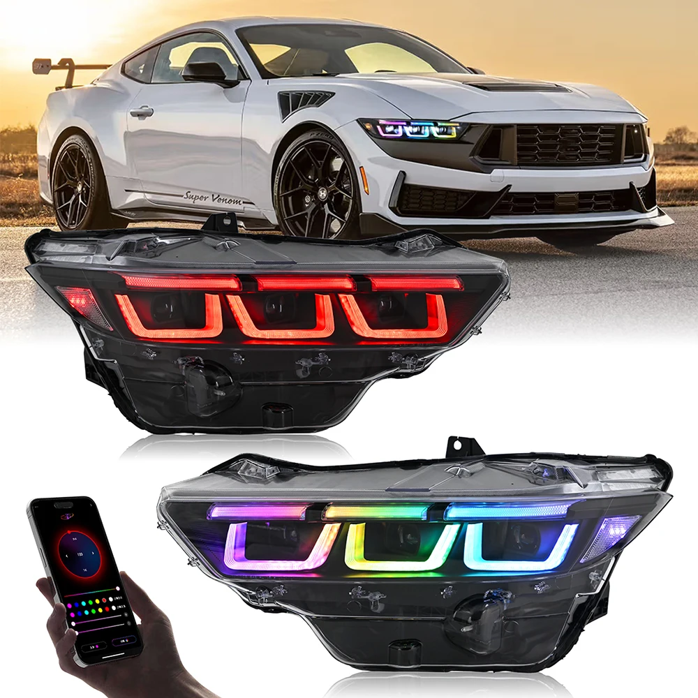 RGB LED Head Lamp For Ford Mustang 2024-2025 With Start-up Animation Sequential Turn Signal Headlight Assembly Plug and Play
RGB LED Head Lamp For Ford Mustang 2024-2025 With Start-up Animation Sequential Turn Signal Headlight Assembly Plug and Play