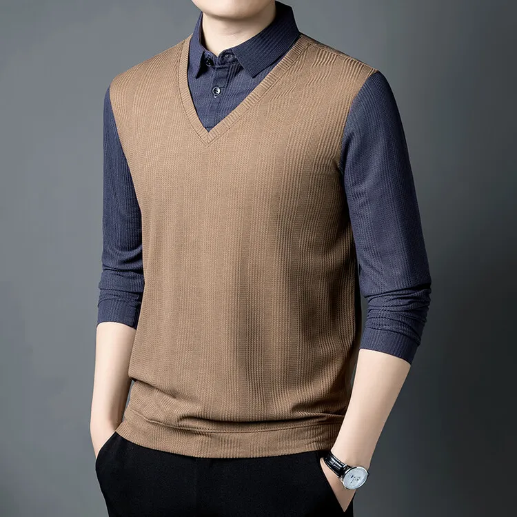 Облегающий вязаный свитер с отложным воротником из обычной пряжи, модный молодежный дизайн, полиэстер и спандекс.
Облегающий вязаный свитер с отложным воротником из обычной пряжи, модный молодежный дизайн, полиэстер и спандекс.