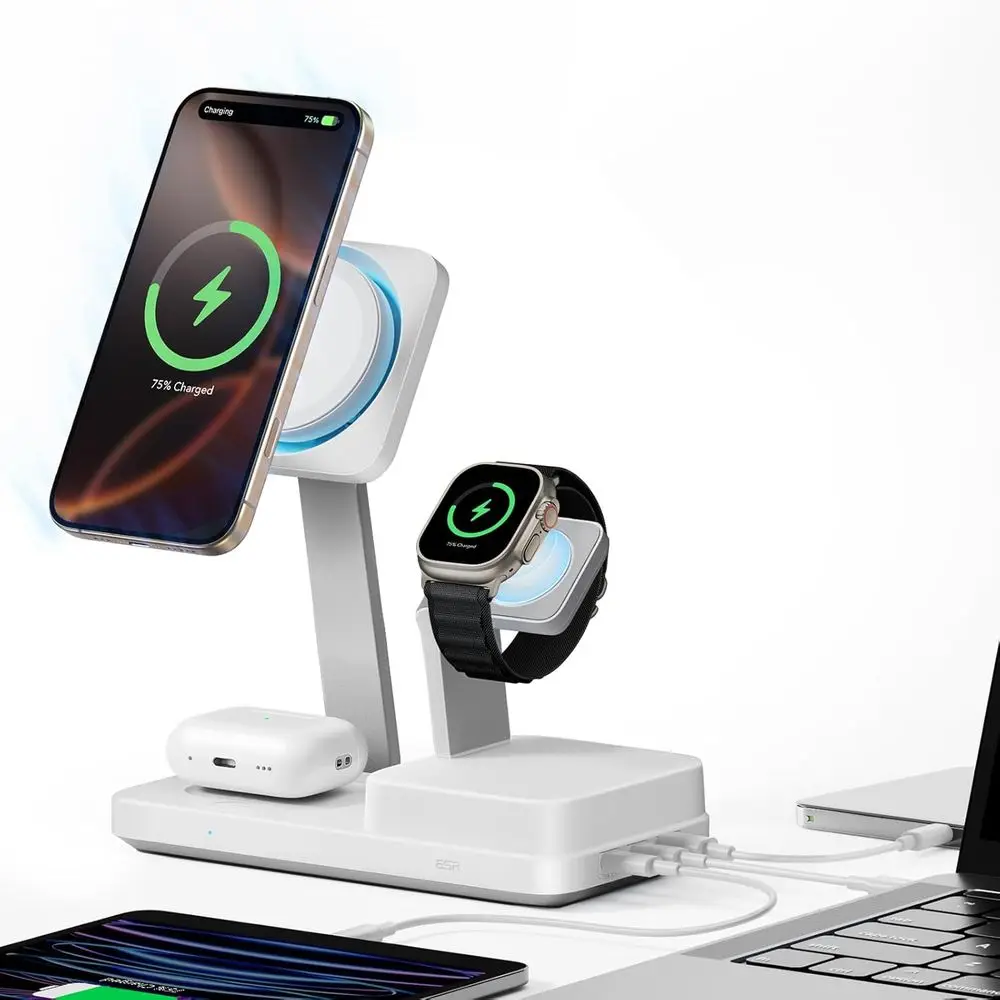100W 6-Port GaN Charging Station, Cryo Technology, Compatible with MagSafe, Supports iPhone 16/15/14/13/12, Apple Watch, AirPods
100W 6-Port GaN Charging Station, Cryo Technology, Compatible with MagSafe, Supports iPhone 16/15/14/13/12, Apple Watch, AirPods