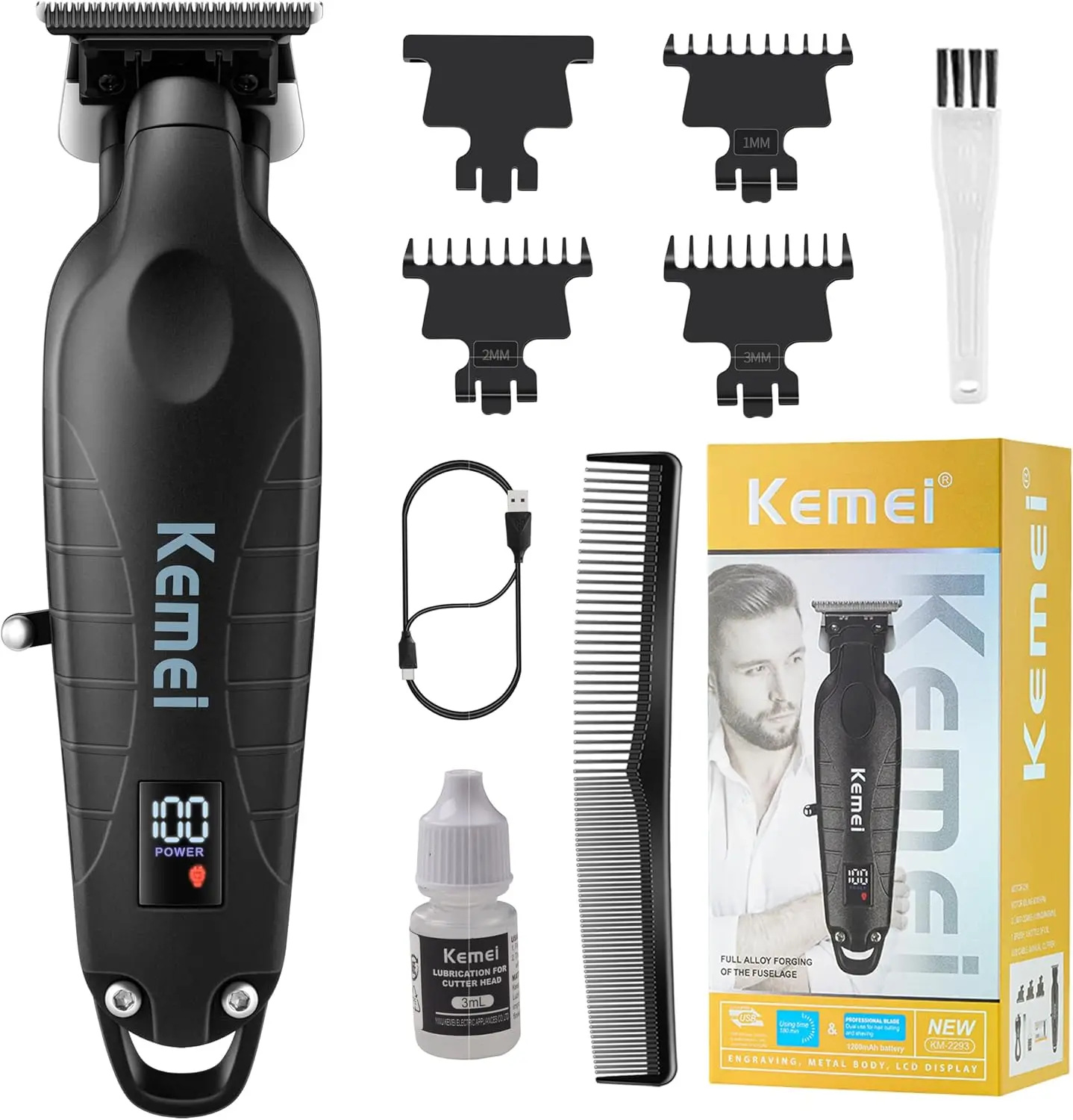 Professional Cordless Hair & Beard Trimmer with Zero-Gap T-Blade, LED Display, 180-Minute Battery
Professional Cordless Hair & Beard Trimmer with Zero-Gap T-Blade, LED Display, 180-Minute Battery