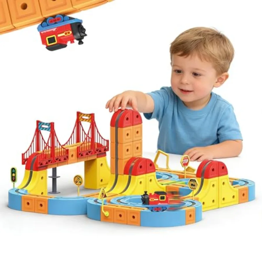 Magnetic Electric Train Set for STEM learning, ABS plastic, red and blue, includes 3D magic cube track and buildable race car t
Magnetic Electric Train Set for STEM learning, ABS plastic, red and blue, includes 3D magic cube track and buildable race car t