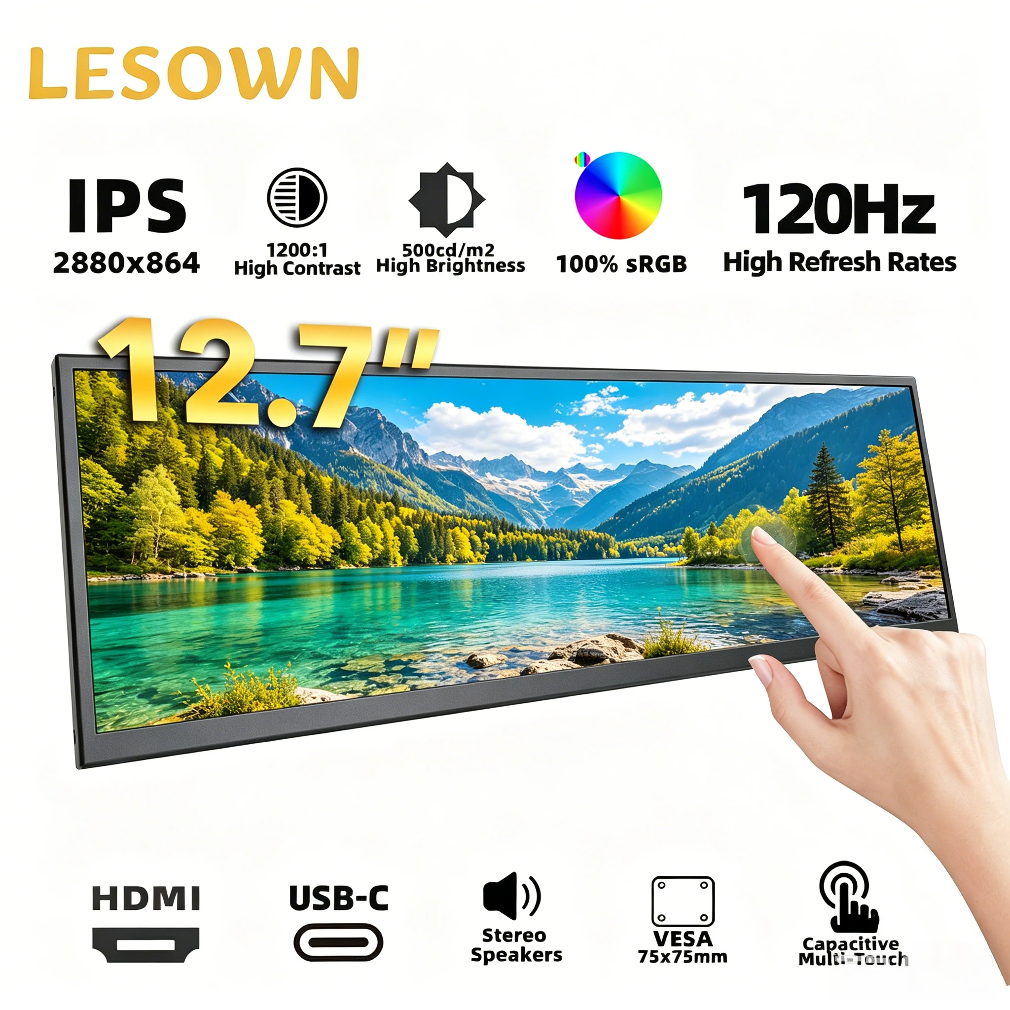 LESOWN High Refresh Rate PC Diagnostic Display 12.7" 2880x864 120Hz Aluminum Secondary Panel for AIDA64 Customization Build
LESOWN High Refresh Rate PC Diagnostic Display 12.7" 2880x864 120Hz Aluminum Secondary Panel for AIDA64 Customization Build
