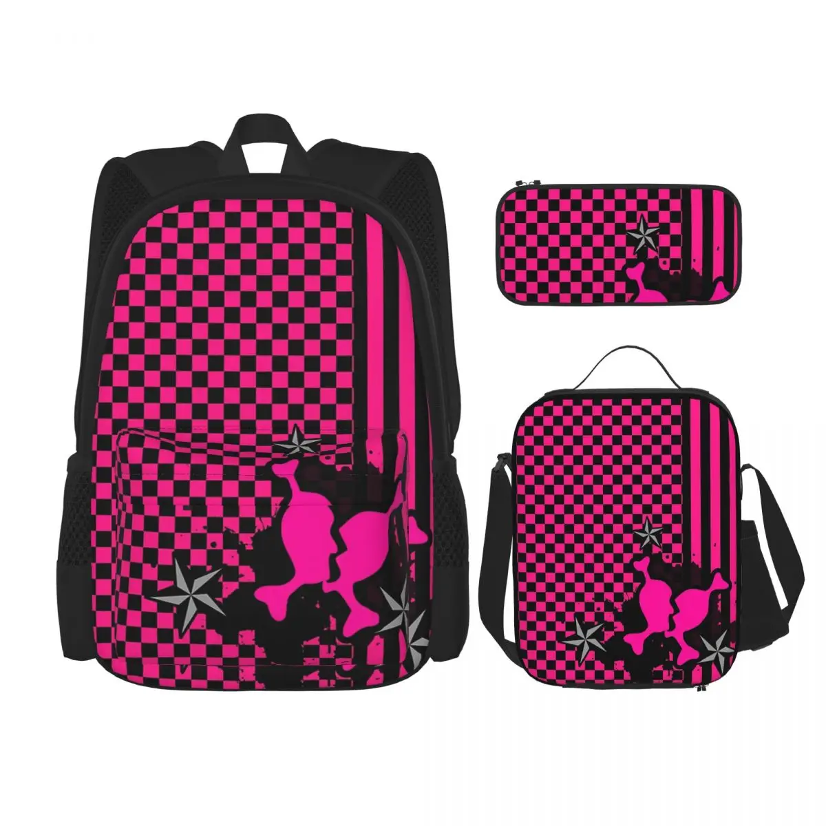 Punky Pink Emo Backpacks Boys Girls Bookbag Students School Bags Kids Rucksack Lunch Bag Pen Bag Three-Piece Set
Punky Pink Emo Backpacks Boys Girls Bookbag Students School Bags Kids Rucksack Lunch Bag Pen Bag Three-Piece Set