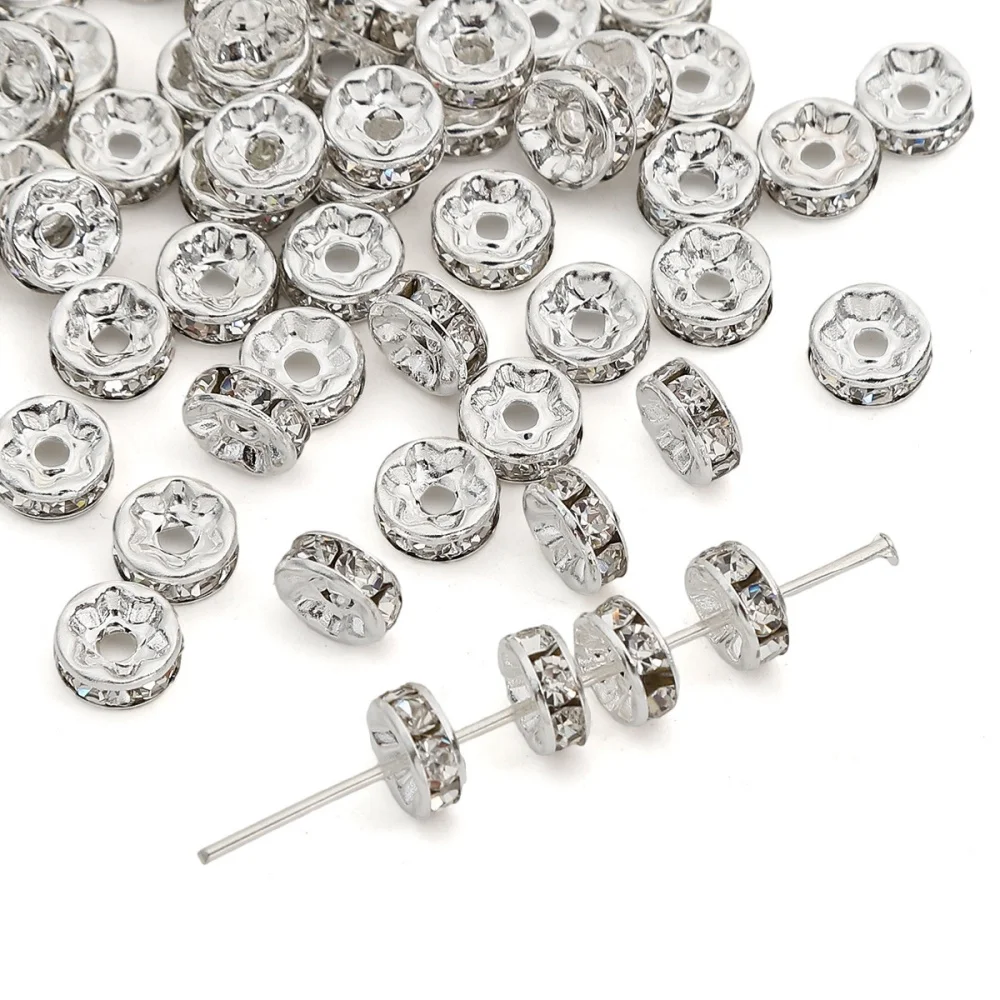 100pcs Silver Color Crystal Rhinestone Spacer Loose Beads for DIY Bracelet Necklace Jewelry Making Components Accessories
100pcs Silver Color Crystal Rhinestone Spacer Loose Beads for DIY Bracelet Necklace Jewelry Making Components Accessories