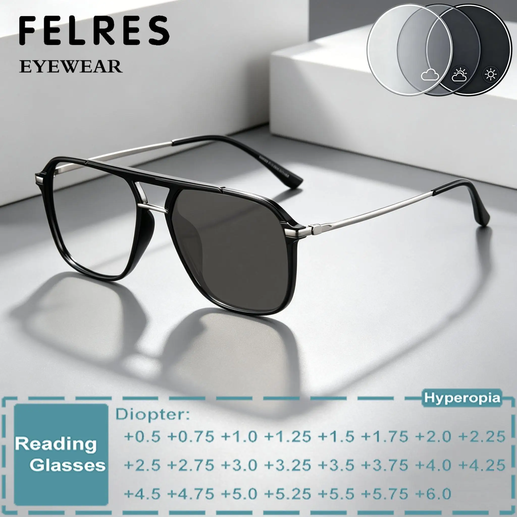 TR90 Square Large Frame Clear Photochromic Reading Glasses Men Women Brand Design Single Focus Sun Discolour Presbyopic Eyewear
TR90 Square Large Frame Clear Photochromic Reading Glasses Men Women Brand Design Single Focus Sun Discolour Presbyopic Eyewear