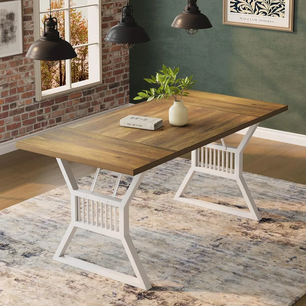 Dining Table 6-8 Person, Kitchen Table with Heavy Duty Metal Legs, Farmhouse Dining Room Table for Kitchen, Living Room
Dining Table 6-8 Person, Kitchen Table with Heavy Duty Metal Legs, Farmhouse Dining Room Table for Kitchen, Living Room