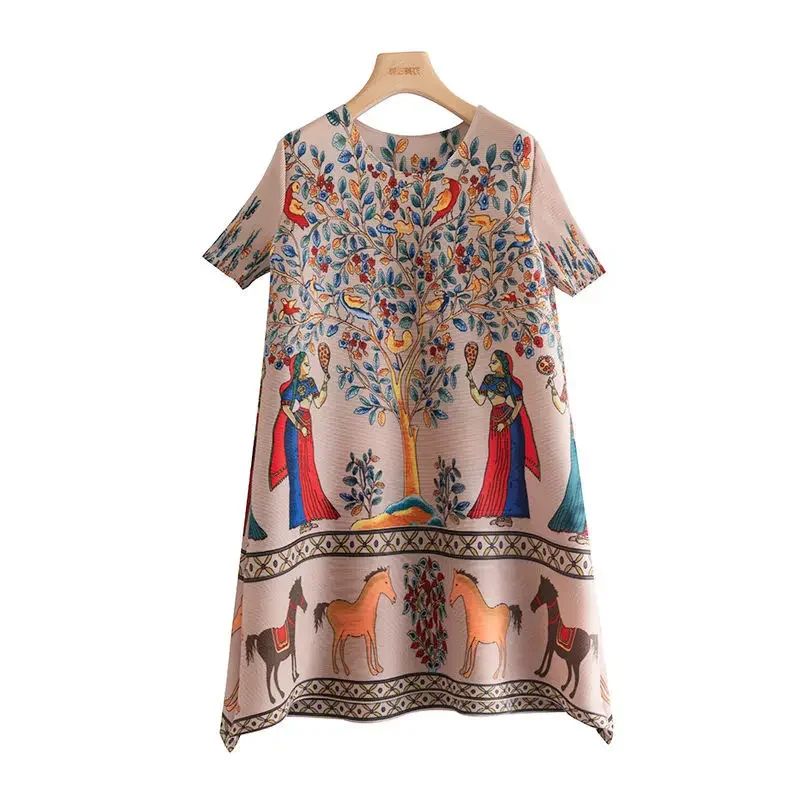 Ethnic style pleated dress for women's 2023 summer new fashion print oversized loose cut Loose Fit Regulai Fit
Ethnic style pleated dress for women's 2023 summer new fashion print oversized loose cut Loose Fit Regulai Fit