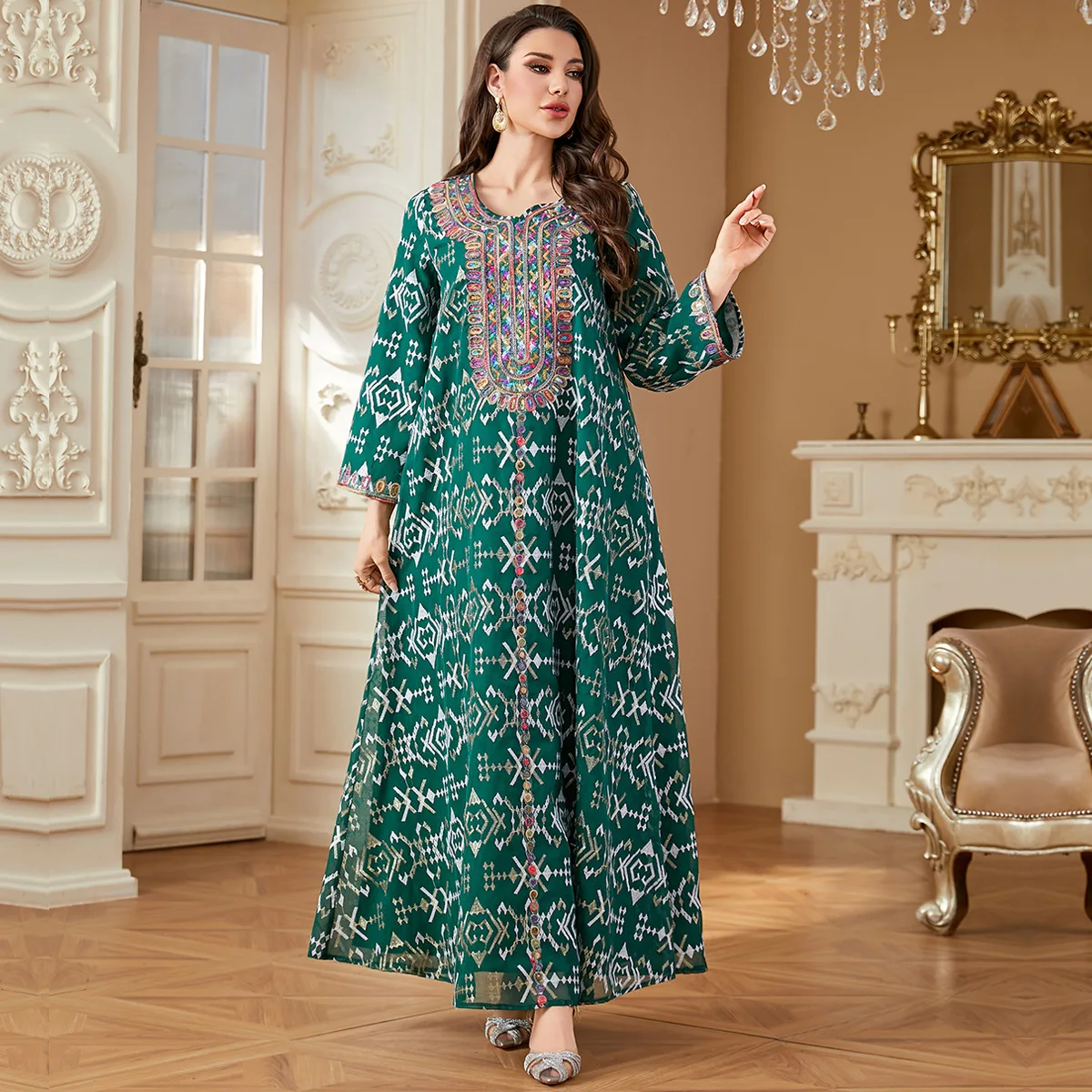 Women Dark Green Grey Elegant Loose Fit O-neck Long Sleeve Elegant Basic Dresses 2026 Turkey Muslim Fashion Female Abaya Clothes
Women Dark Green Grey Elegant Loose Fit O-neck Long Sleeve Elegant Basic Dresses 2026 Turkey Muslim Fashion Female Abaya Clothes