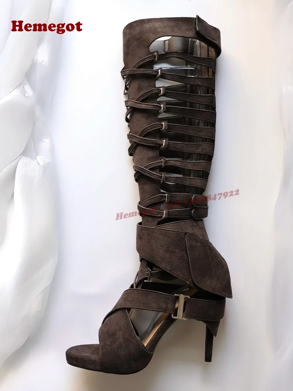 Open Toe Stiletto Heels Cut Out Women's Sandals Gladiator Suede Multi-Buckled Knee High Sandal Boots Splicing Runway Shoes Sexy
Open Toe Stiletto Heels Cut Out Women's Sandals Gladiator Suede Multi-Buckled Knee High Sandal Boots Splicing Runway Shoes Sexy