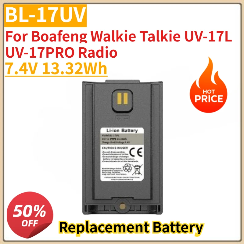 Новый аккумулятор 7,4 В 13,32 Втч BL-17UV Plus USB C для рации Boafeng UV-17L UV-17PRO
Новый аккумулятор 7,4 В 13,32 Втч BL-17UV Plus USB C для рации Boafeng UV-17L UV-17PRO