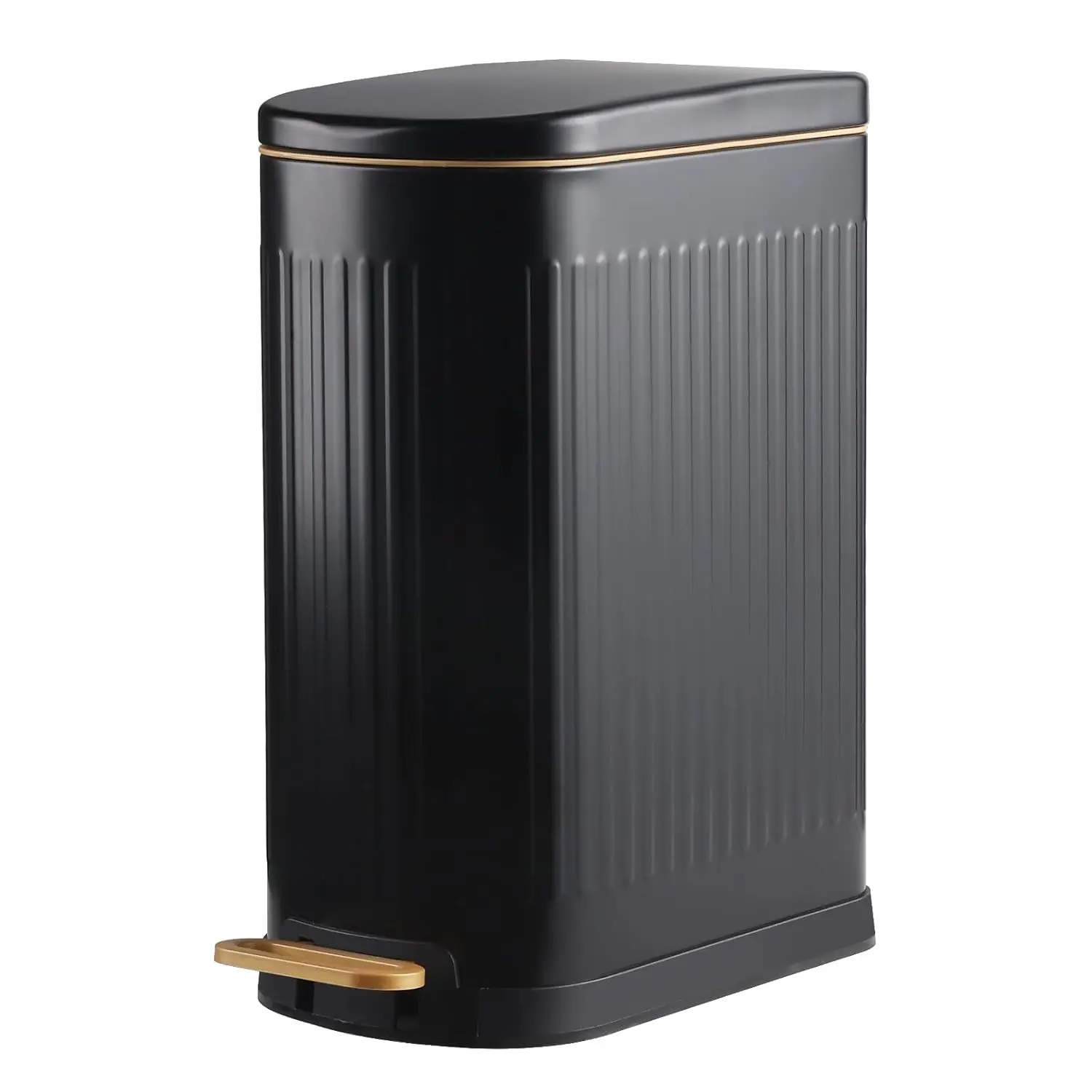 Slim Bathroom Trash Can with Soft Close Lid and Step Pedal for Kitchen Office Bedroom, 3.5 Gallons Matte Black
Slim Bathroom Trash Can with Soft Close Lid and Step Pedal for Kitchen Office Bedroom, 3.5 Gallons Matte Black