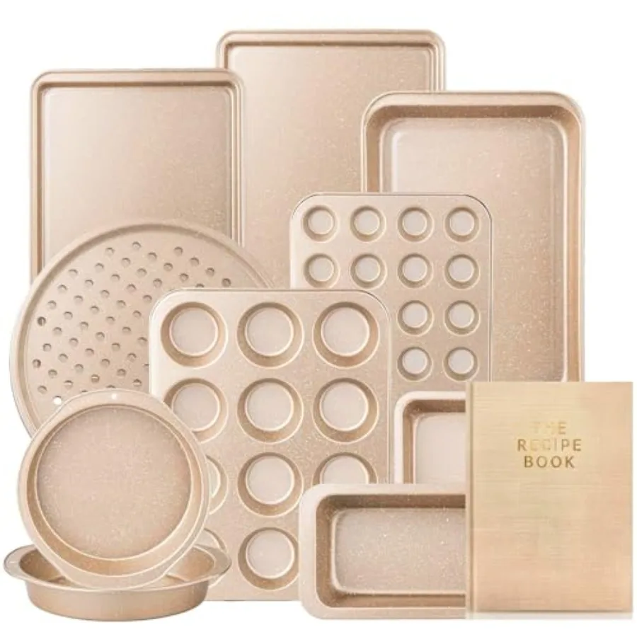 11 Piece Baking Set Nonstick and Non Toxic Bakeware Sets Baking Pans Set Carbon Steel Baking Supplies Include Notebook, Cookie
11 Piece Baking Set Nonstick and Non Toxic Bakeware Sets Baking Pans Set Carbon Steel Baking Supplies Include Notebook, Cookie