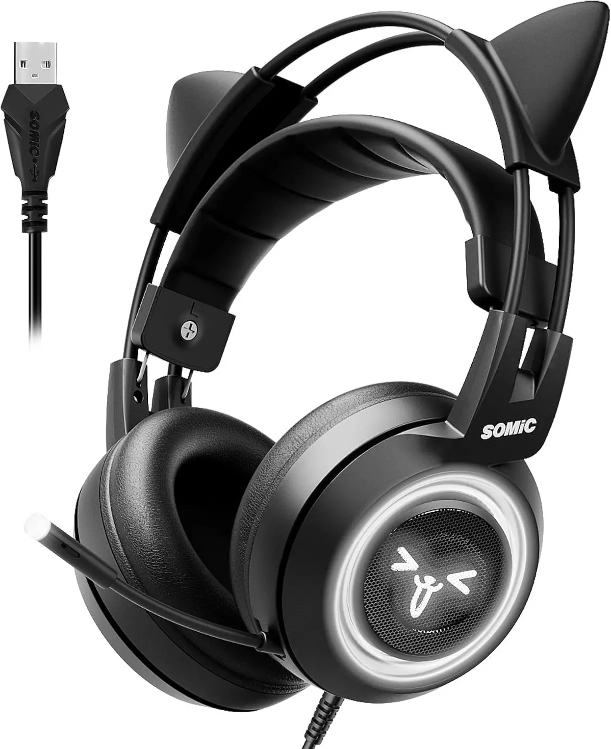 Gaming Headset with 7.1 Virtual Surround Sound, Detachable Cat Ears, LED Lights, USB, Lightweight for PC PS4 Laptop
Gaming Headset with 7.1 Virtual Surround Sound, Detachable Cat Ears, LED Lights, USB, Lightweight for PC PS4 Laptop