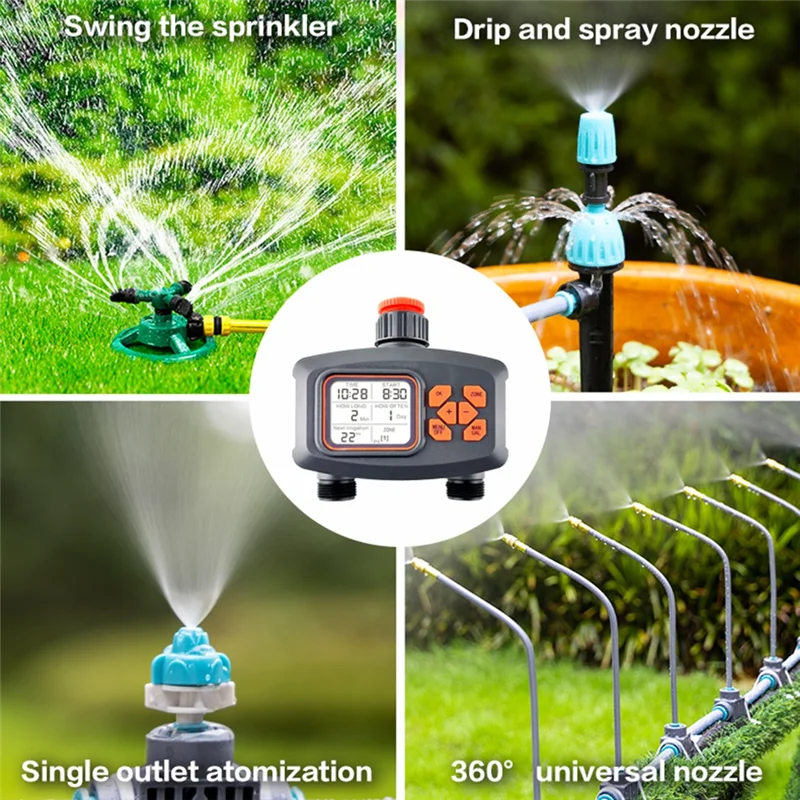 B62B-2-Way Water Timer LCD Display Timer Waterproof IP65 Home Garden Irrigation Rainfall Timer Automatic Controller System
B62B-2-Way Water Timer LCD Display Timer Waterproof IP65 Home Garden Irrigation Rainfall Timer Automatic Controller System