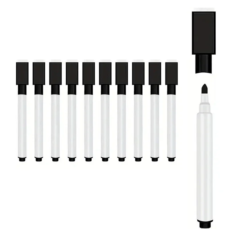 10pcs dry erase whiteboard markers with eraser cap For whiteboard dry erase boards School, office and home (black) White marker
10pcs dry erase whiteboard markers with eraser cap For whiteboard dry erase boards School, office and home (black) White marker