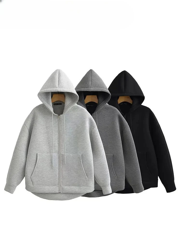2025 New Women Gray Jacket With Hood Long Sleeve Big Pocket Zipper Jacket Coat Woman Loose Casual Outerwear Coat Tops
2025 New Women Gray Jacket With Hood Long Sleeve Big Pocket Zipper Jacket Coat Woman Loose Casual Outerwear Coat Tops