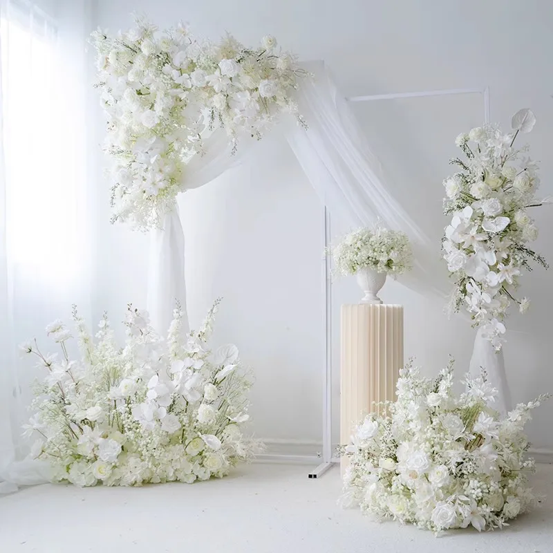 European white wedding decoration arch floral arrangement, welcome background KT board decoration ceremony flower
European white wedding decoration arch floral arrangement, welcome background KT board decoration ceremony flower