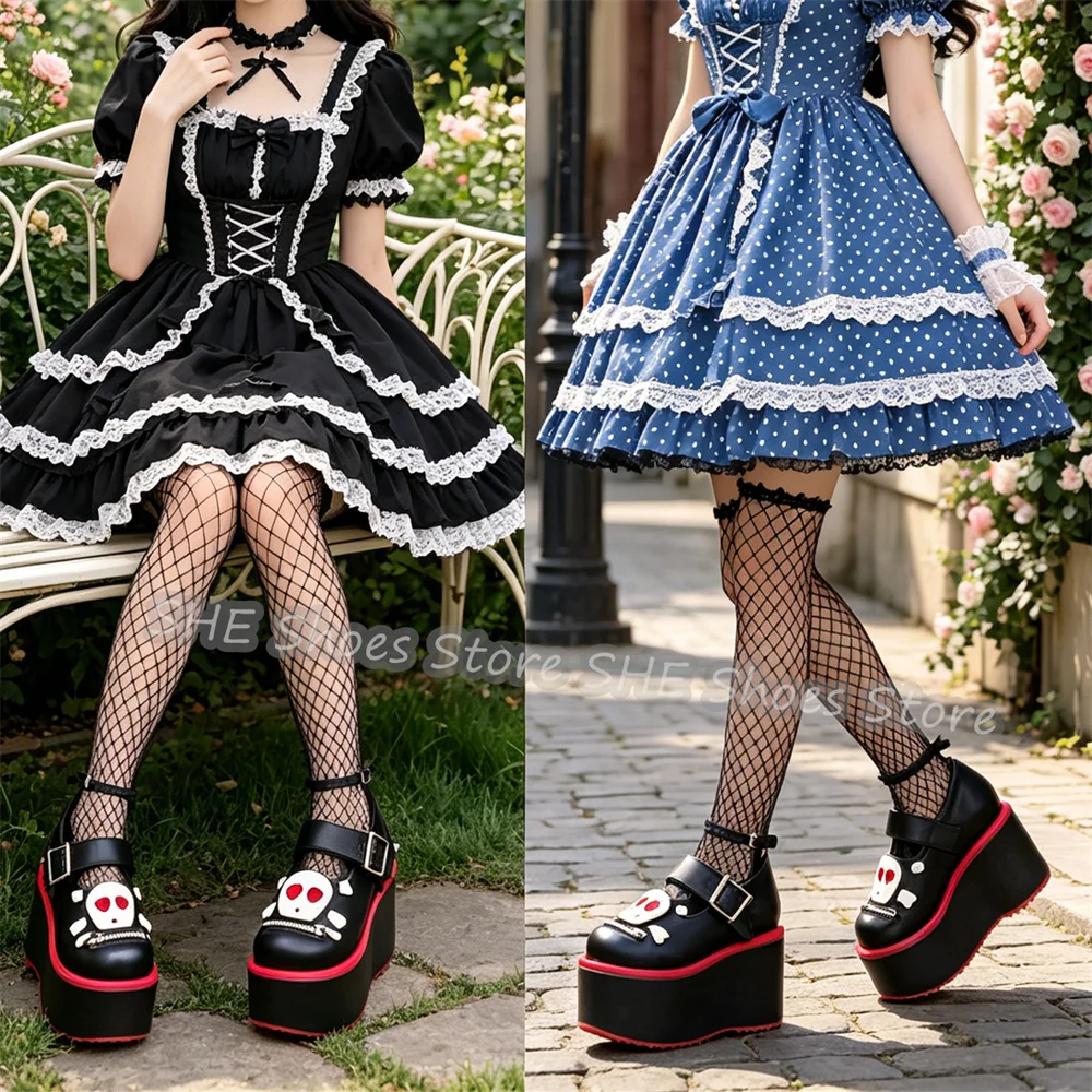 Women Round Toe Chunky Bottom Heigh Increasing Pumps Black Gothic Skeleton Patchwork Mary Janes Shoes Punk Zip Decor Loafers
Women Round Toe Chunky Bottom Heigh Increasing Pumps Black Gothic Skeleton Patchwork Mary Janes Shoes Punk Zip Decor Loafers