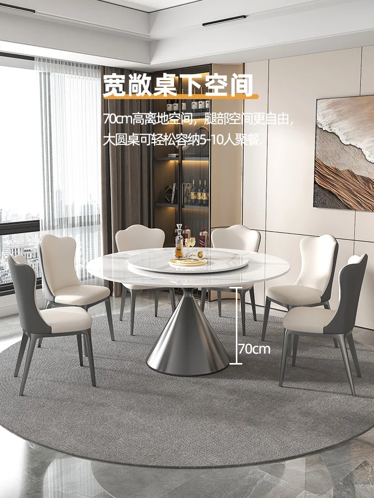 Rock dining table home round table with turntable Italian advanced dining table
Rock dining table home round table with turntable Italian advanced dining table
