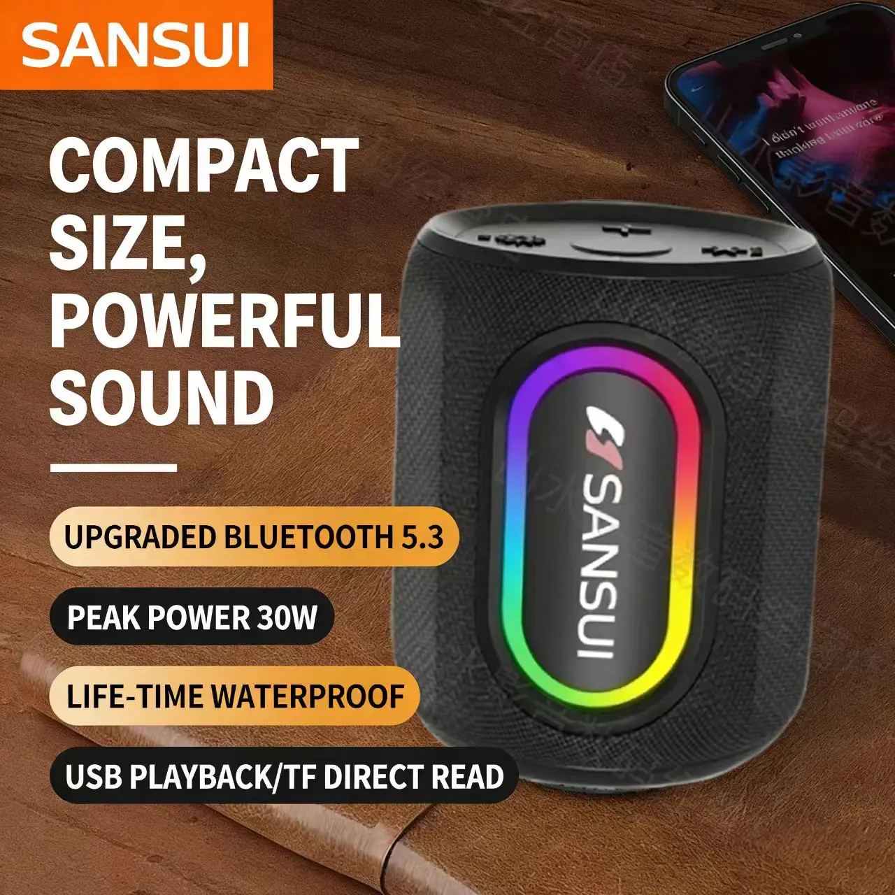 Беспроводная Bluetooth-колонка SanSui F79: портативный музыкальный плеер с красочной RGB-подсветкой, уличный спортивный сабвуфер с поддержкой TWS/TF/AUX
Беспроводная Bluetooth-колонка SanSui F79: портативный музыкальный плеер с красочной RGB-подсветкой, уличный спортивный сабвуфер с поддержкой TWS/TF/AUX