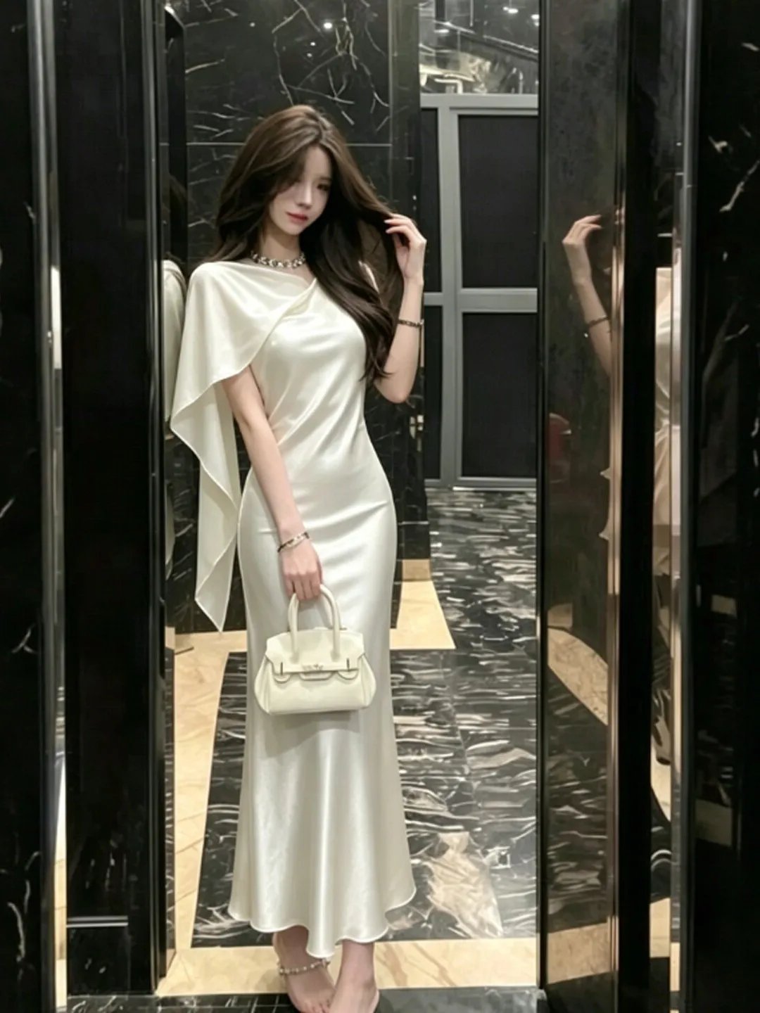 Elegant Slim Fit Shoulder Bared Dress High Waist Design Casual City Commute Business Suitable mid Spring Cotton Gown
Elegant Slim Fit Shoulder Bared Dress High Waist Design Casual City Commute Business Suitable mid Spring Cotton Gown